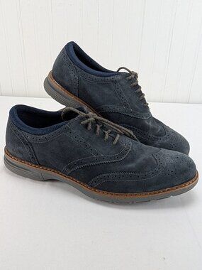 Bass Propel Wingtip Mens 12M Dark Blue Navy Suede Lace Up Dress Shoes Business